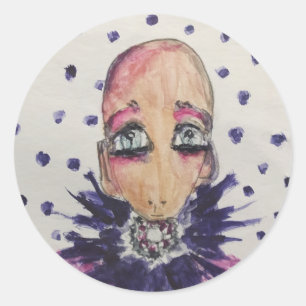 Glamourous baby in violet classic round sticker