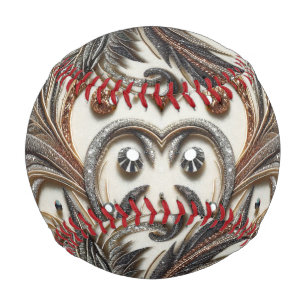 Glamourous Baroque Design with Glitter & Gemstones Baseball
