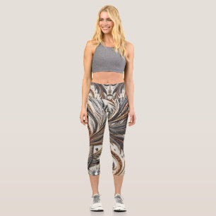 Glamourous Baroque Design with Glitter & Gemstones Capri Leggings