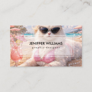 Glamourous Beach Cat with Sunglasses Business Card