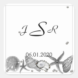 Glamourous Beach in Silver Monogram Sticker