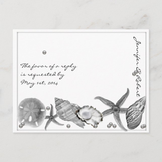 Glamourous Beach in Silver RSVP Postcard (Front)