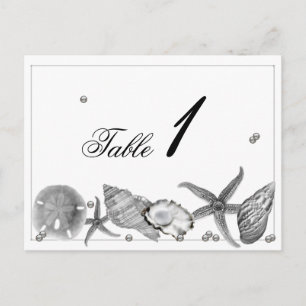 Glamourous Beach in Silver Wedding Table Number Postcard