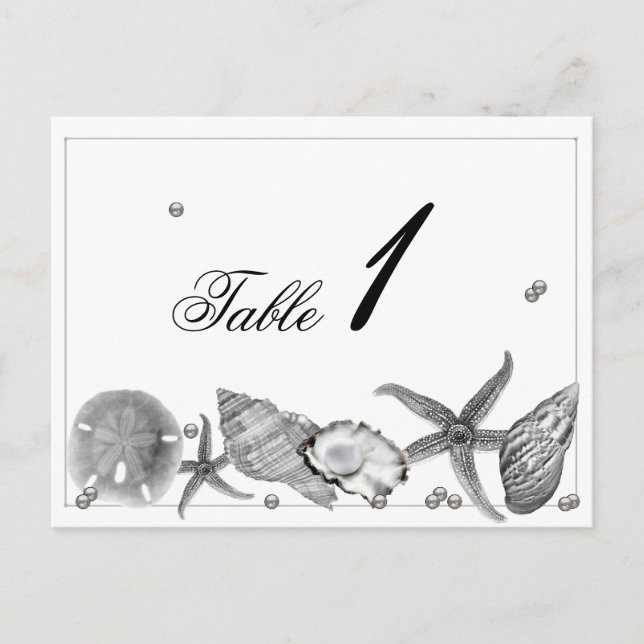 Glamourous Beach in Silver Wedding Table Number Postcard (Front)