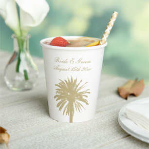 Glamourous beach wedding party supplies custom paper cups