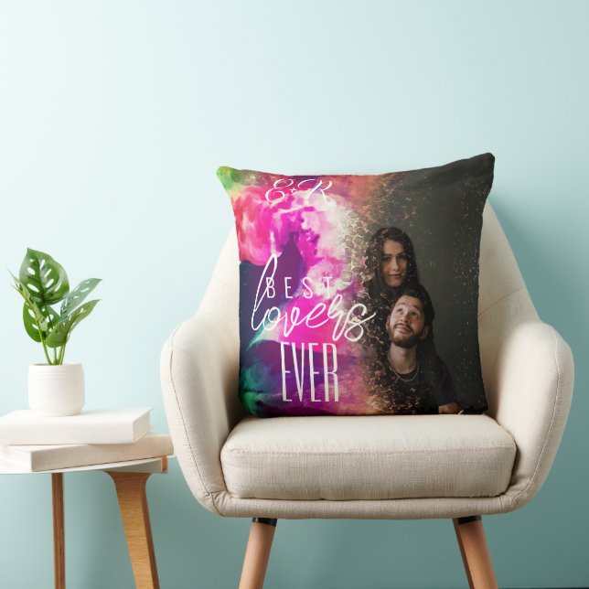 Glamourous Best Lovers Ever Floral Overlay Photo Cushion (Chair)
