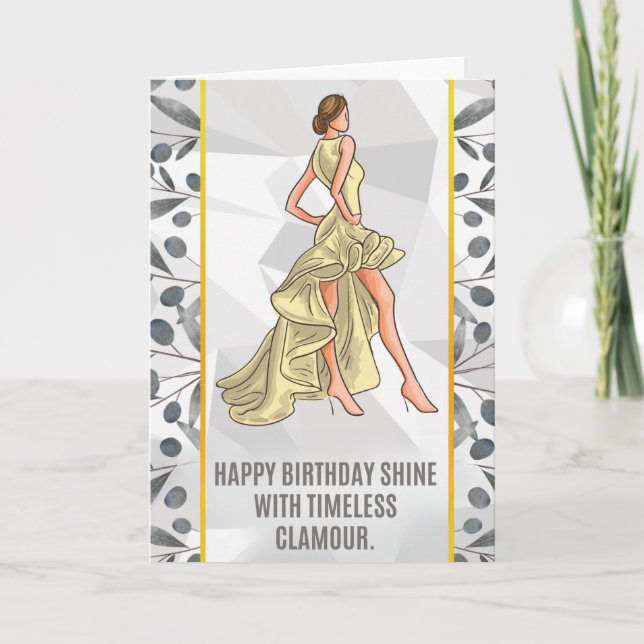 “Glamourous Birthday Card – Elegant Fashion  (Front)
