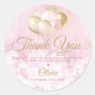 Glamourous Birthday Party Thank You Favour Classic Round Sticker