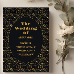Glamourous Black and Gold Art Deco Wedding Invitation