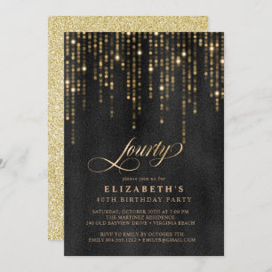 Glamourous Black and Gold Birthday Party Invitation