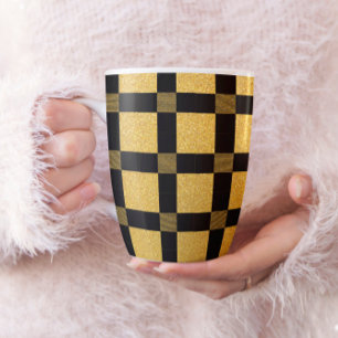 Glamourous Black and gold Bufallo plaid pattern Coffee Mug