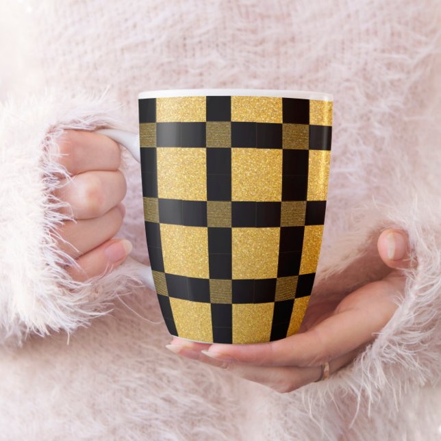 Glamourous Black and gold Bufallo plaid pattern Coffee Mug (Creator Uploaded)