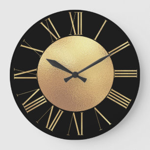 Glamourous Black and Gold Large Clock