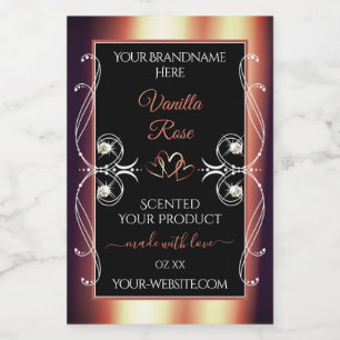 Glamourous Black and Rose Brown Decor Product Labe Food Label