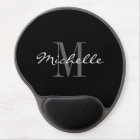 Glamourous black and white monogram gel mousepad