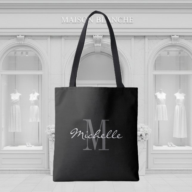 Glamourous black and white monogram tote bag (Creator Uploaded)
