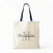 Glamourous black and white name monogram tote bags