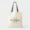 Glamourous black and white name monogram tote bags