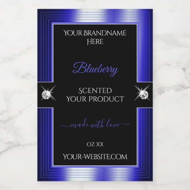 Glamourous Black Blue Shiny Brilliant Product Labe Food Label (Single Label)
