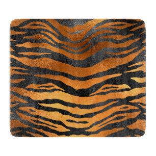 Glamourous Black Brown Tiger Stripes Animal Print Cutting Board