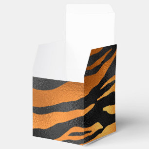 Glamourous Black Brown Tiger Stripes Animal Print Favour Box