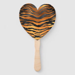 Glamourous Black Brown Tiger Stripes Animal Print Hand Fan
