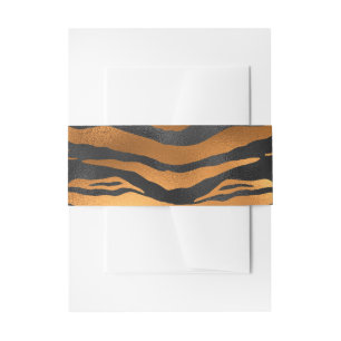 Glamourous Black Brown Tiger Stripes Animal Print Invitation Belly Band