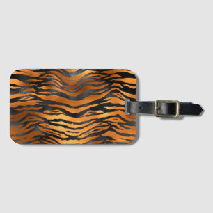 Glamourous Black Brown Tiger Stripes Animal Print Luggage Tag