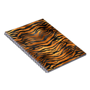 Glamourous Black Brown Tiger Stripes Animal Print Notebook