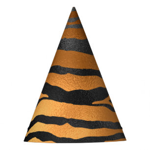 Glamourous Black Brown Tiger Stripes Animal Print Party Hat