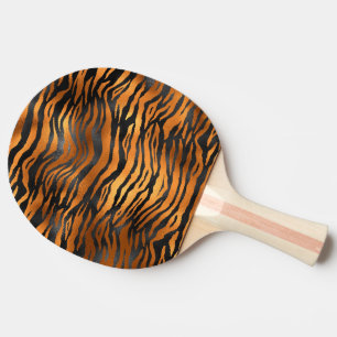 Glamourous Black Brown Tiger Stripes Animal Print Ping Pong Paddle