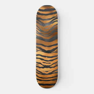 Glamourous Black Brown Tiger Stripes Animal Print Skateboard