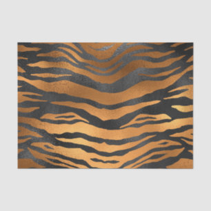 Glamourous Black Brown Tiger Stripes Animal Print Tissue Paper