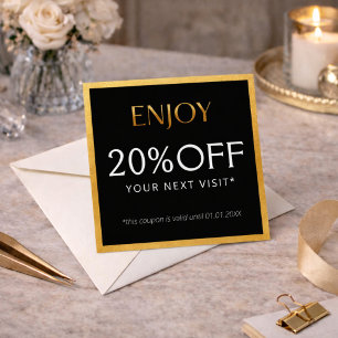 Glamourous Black & Gold Lash Tech  Discount Card