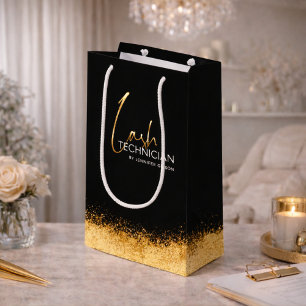 Glamourous Black & Gold Lash Tech  Small Gift Bag
