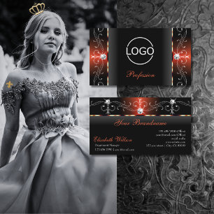 Glamourous Black Lava Red Squiggled Jewels and Log Business Card