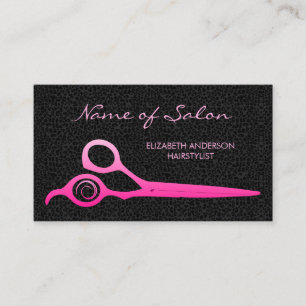 Glamourous Black Leopard Pink Hairstylist Scissors Business Card