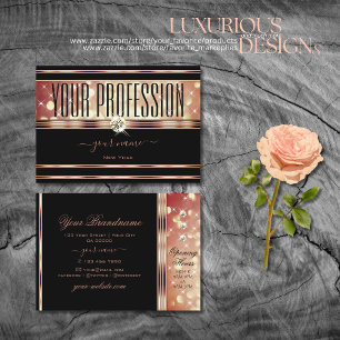 Glamourous Black Rose Gold Glitter Sparkle Diamond Business Card