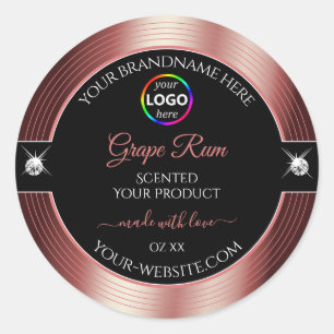 Glamourous Black Shiny Wine Red Logo Product Label