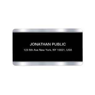 Glamourous Black Silver Template Elegant Modern Label