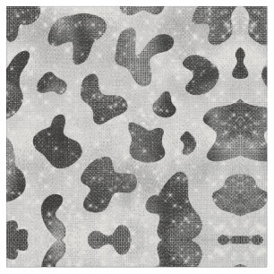 Glamourous Black Sparkly Glitter Sequins Cow Print Fabric