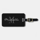 Glamourous black white monogram travel luggage tag