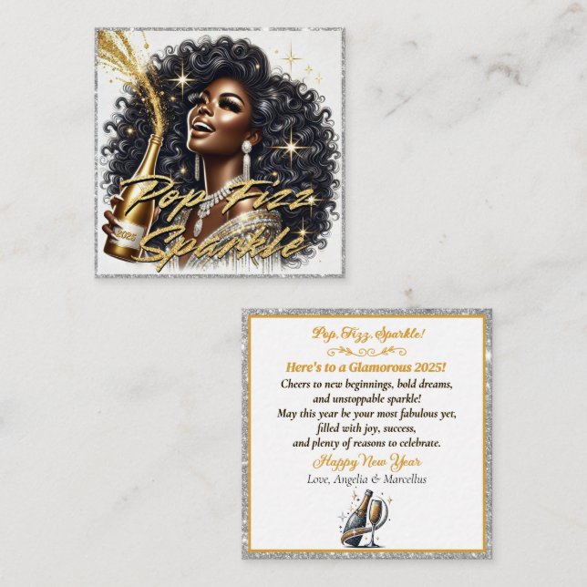  Glamourous Black Woman Popping Champagne  Card (Front/Back)