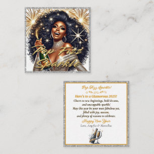  Glamourous Black Woman Popping Champagne  Enclosure Card