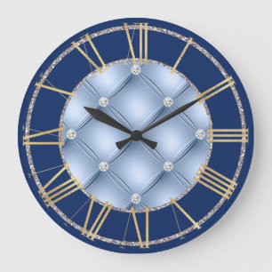 Glamourous Blue and Silver Large Clock