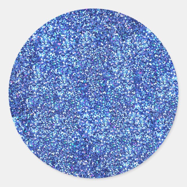 Glamourous Blue Glitter Blank Template Classic Round Sticker (Front)
