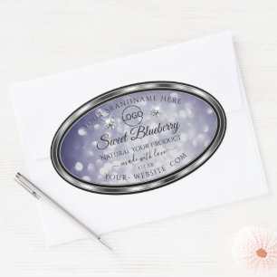 Glamourous Blue Glitter Product Label Diamonds Log