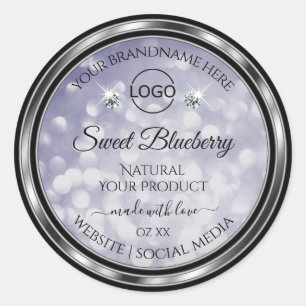 Glamourous Blue Glitter Product Label Diamonds Log