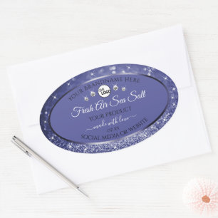 Glamourous Blue Glitter Product Label Logo Diamond