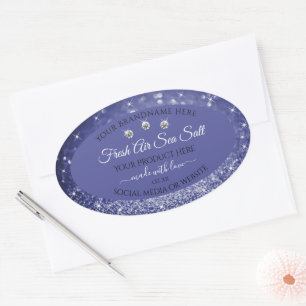 Glamourous Blue Glitter Product Labels Diamonds